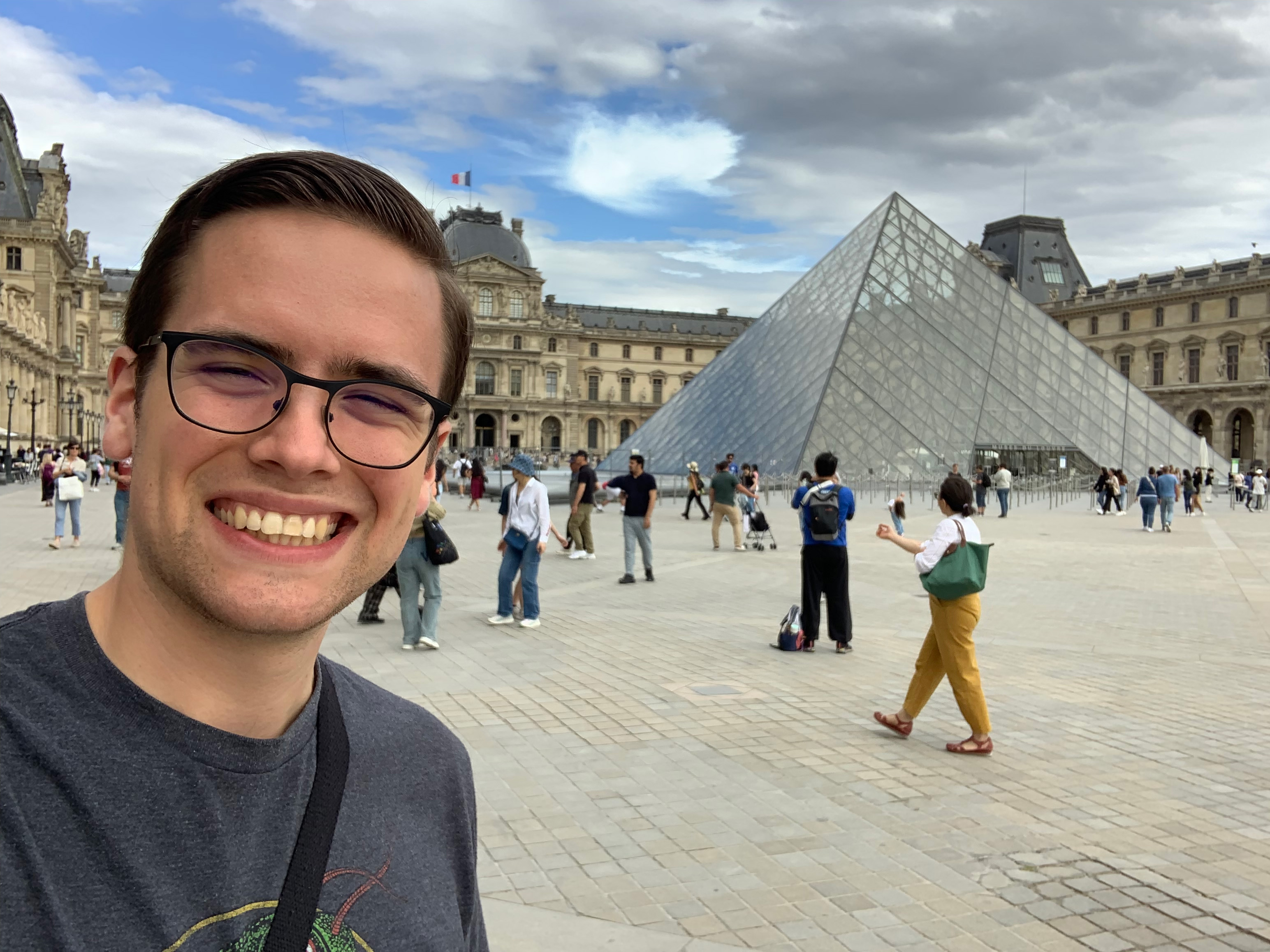 Samuel MacPhee outside of the Louvre, Paris