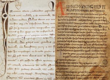 pages from two different medieval manuscripts